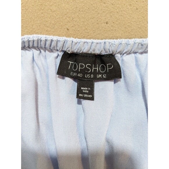 Topshop Jumpsuit Women's Blue Eyelet Viscose Spaghetti Straps Size 8 - Picture 7 of 14